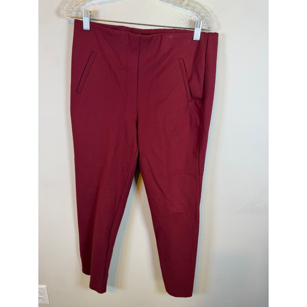 Chico's Womens Pants Pull On Ponte Knit Burgundy Red Size 1.5 US 10